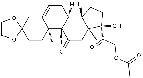 Pregn-5-ene-3,11,20-trione, 21-(acetyloxy)-17-hydroxy-, cyclic 3-(1,2-ethanediyl acetal) 结构式