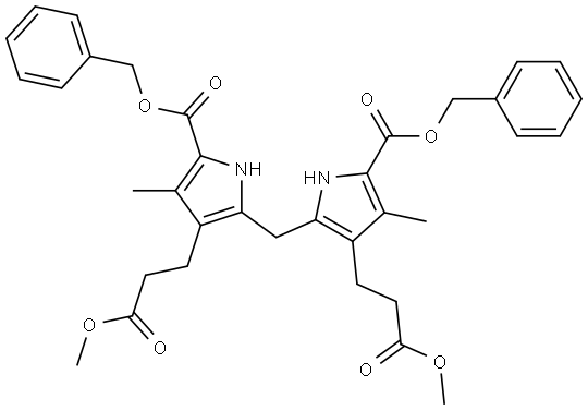 1H-Pyrrole-3-propanoic acid, 2,2'-methylenebis[4-methyl-5-[(phenylmethoxy)carbonyl]-, 3,3'-dimethyl ester 结构式