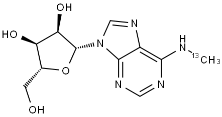 N6-甲基腺苷-SUP>13C 结构式