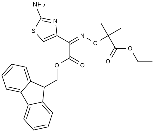 Ethyl2-{[(Z)-[1-(2-amino-1,3-thiazol-4-yl)-2-[(9H-fluoren-9-yl)methoxy]-2-oxoethylidene]amino]oxy}-2-methylpropanoate 结构式