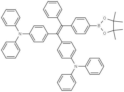 4,4'-(2-苯基-2-(4-(4,4,5,5-四甲基-1,3,2-二氧杂硼烷-2-基)苯基)乙烯-1,1-二基)双(N,N-二苯基苯胺) 结构式