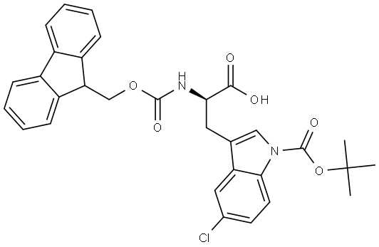 N-Fmoc-1-Boc-5-chloro-D-tryptophan 结构式