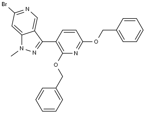 3-(2,6-双(苄氧基)吡啶-3-基)-6-溴-1-甲基-1H-吡唑并[4,3-c]吡啶 结构式