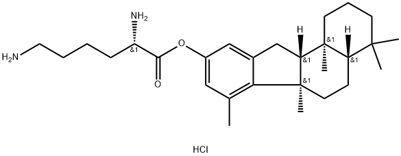 (2S)-(6aR,11aR,11bS)-4,4,6a,7,11b-pentaMethyl-2,3,4,4a,5,6,6a,11,11a,11b-decahydro-1H-benzo[a]fluoren-9-yl 2,6-diaMinohexanoate 结构式