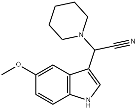 2-(5-methoxy-1H-indol-3-yl)-2-(piperidin-1-yl)acetonitrile 结构式