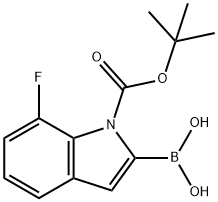 N-(BOC)-7-氟吲哚-2-硼酸 结构式