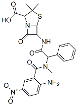 4-Thia-1-azabicyclo[3.2.0]heptane-2-carboxylicacid,6-[2-(2-amino-N-methyl-5-nitrobenzamido)-2-phenylacetamido]-3,3-dimethyl-7-oxo-,DL-(8CI) 结构式