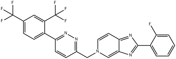 5-[[6-[2,4-双(三氟甲基)苯基]-3-哒嗪基]甲基]-2-(2-氟苯基)-5H-咪唑并[4,5-C]吡啶 结构式