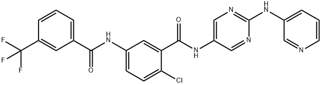 BenzaMide, 2-chloro-N-[2-(3-pyridinylaMino)-5-pyriMidinyl]-5-[[3-(trifluoroMethyl)benzoyl]aMino]- 结构式
