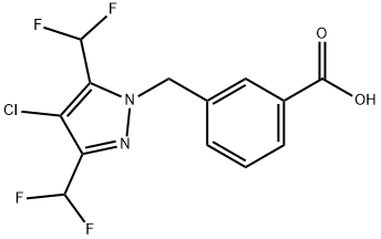 3-{[4-氯-3,5-双(二氟甲基)-1H-吡唑-1-基]甲基}苯甲酸 结构式