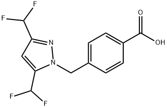 4-{[3,5-双(二氟甲基)-1H-吡唑-1-基]甲基}苯甲酸 结构式