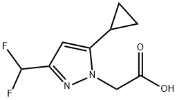 [5-Cyclopropyl-3-(difluoromethyl)-1H-pyrazol-1-yl]acetic acid 结构式