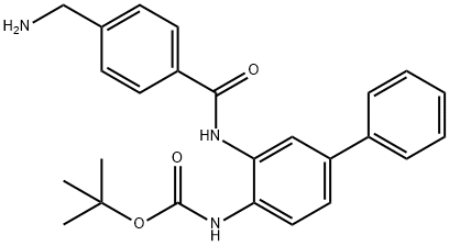 N-[3-[[4-(氨基甲基)苯甲酰基]氨基][1,1'-联苯]-4-基]氨基甲酸叔丁酯 结构式