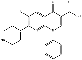 6-FLUORO-4-OXO-1-PHENYL-7-PIPERAZIN-1-YL-1,4-DIHYDRO-[1,8]NAPHTHYRIDINE-3-CARBOXYLIC ACID 结构式