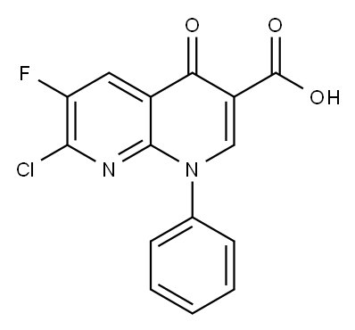 7-CHLORO-6-FLUORO-4-OXO-1-PHENYL-1,4-DIHYDRO-[1,8]NAPHTHYRIDINE-3-CARBOXYLIC ACID 结构式