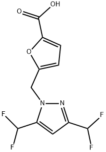 5-{[3,5-双(二氟甲基)-1H-吡唑-1-基]甲基}呋喃-2-羧酸 结构式