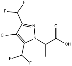 2-[4-Chloro-3,5-bis(difluoromethyl)-1H-pyrazol-1-yl]propanoic acid 结构式