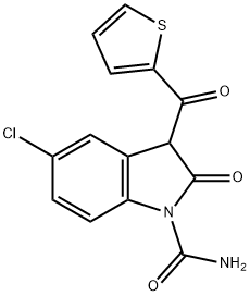 5-chloro-2-oxo-3-(thiophene-2-carbonyl)-3H-indole-1-carboxamide 结构式