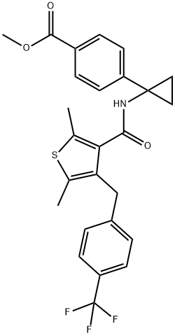 Benzoic acid, 4-[1-[[[2,5-diMethyl-4-[[4-(trifluoroMethyl)phenyl]Methyl]-3-thienyl]carbonyl]aMino]cyclopropyl]-, Methyl ester 结构式