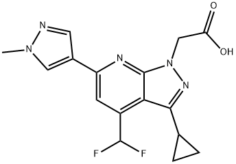 2-[3-环丙基-4-(二氟甲基)-6-(1-甲基-1H-吡唑-4-基)-1H-吡唑并[3,4-B]吡啶-1-基]乙酸 结构式