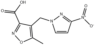 5-甲基-4-[(3-硝基-1H-吡唑-1-基)甲基]-1,2-噁唑-3-羧酸 结构式