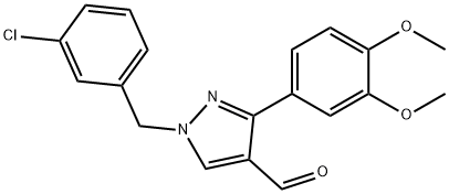 1-(3-氯苄基)-3-(3,4-二甲氧苯基)-1H-吡唑-4-甲醛 结构式