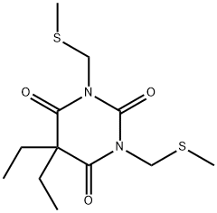 5,5-diethyl-1,3-bis(methylsulfanylmethyl)-1,3-diazinane-2,4,6-trione 结构式