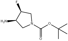 (3R,4S)-3-氨基-4-氟-1-吡咯烷羧酸叔丁酯 结构式