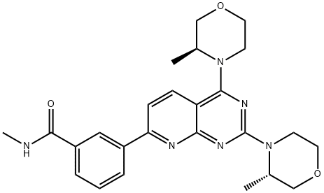 3-[2,4-双((3S)-3-甲基吗啉-4-基)吡啶并[5,6-E]嘧啶-7-基]-N-甲基苯甲酰胺 结构式