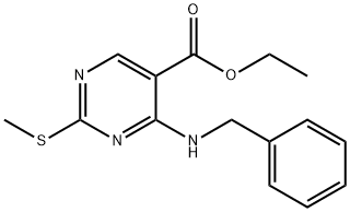 ETHYL 4-(BENZYLAMINO)-2-(METHYLTHIO)PYRIMIDINE-5-CARBOXYLATE 结构式