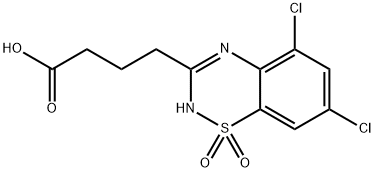 5,7-Dichloro-2H-1,2,4-benzothiadiazine-3-butanoic acid 1,1-dioxide 结构式