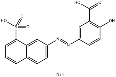 2-Hydroxy-5-[(8-sulfo-2-naphthalenyl)azo]benzoic acid disodium salt 结构式