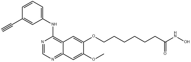 7-[[4-(3-乙炔基苯基氨基)-7-甲氧基喹唑啉-6-基]氧基]-N-羟基庚酰胺 结构式