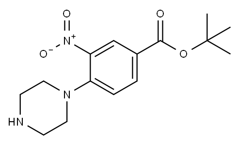 3-硝基-4-(哌嗪-1-基)苯甲酸叔丁酯 结构式
