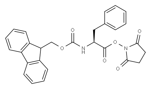 (S)-2,5-二氧代吡咯烷-1-基2-((((9H-芴-9-基)甲氧基)羰基)氨基)-3-苯基丙酸酯 结构式
