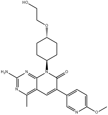 2-氨基-8-[反式-4-(2-羟基乙氧基)环己基]-6-(6-甲氧基-3-吡啶基)-4-甲基吡啶并[2,3-D]嘧啶-7(8H)-酮 结构式