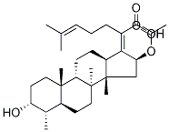 (3ALPHA,4ALPHA,8ALPHA,9BETA,13ALPHA,14BETA,16BETA,17Z)-16-(乙酰氧基)-3-羟基-29-去甲达马-17(20),24-二烯-21-酸 结构式