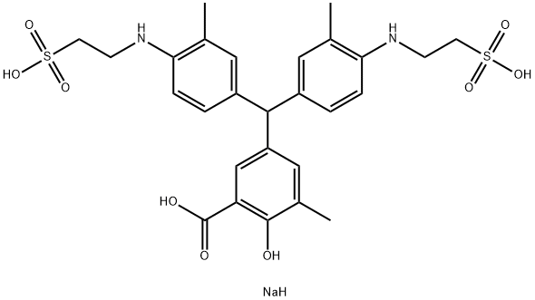 2-Hydroxy-3-methyl-5-[bis[3-methyl-4-[N-[2-(sodiosulfo)ethyl]amino]phenyl]methyl]benzoic acid 结构式