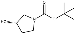 (S)-1-N-叔丁氧羰基-3-羟基吡咯烷 结构式