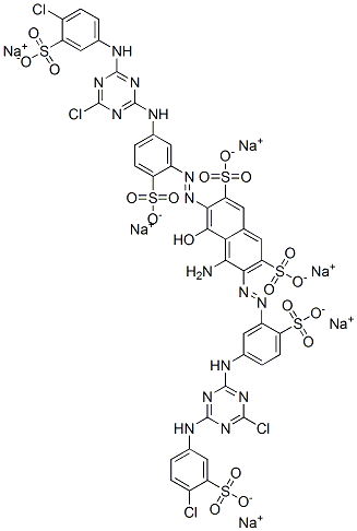4-Amino-3,6-bis[5-[4-chloro-6-(4-chloro-3-sulfoanilino)-1,3,5-triazin-2-ylamino]-2-sulfophenylazo]-5-hydroxy-2,7-naphthalenedisulfonic acid hexasodium salt 结构式