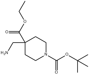 1-(叔丁氧羰基)-4-氨基甲基哌啶-4-羧酸乙酯 结构式