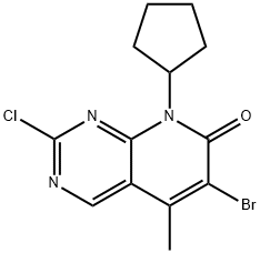6-溴-2-氯-8-环戊基-5-甲基-吡啶并[2,3-D]嘧啶-7(8H)-酮 结构式