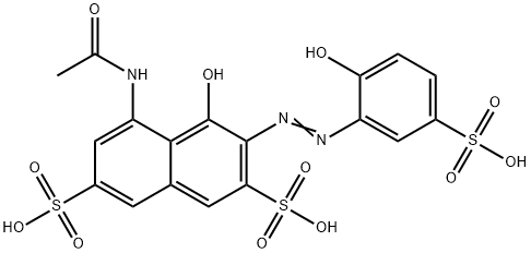 8-乙酰氨基-2-(2-羟基-5-磺基-苯基)偶氮-1-萘酚-3,6-二磺酸 结构式