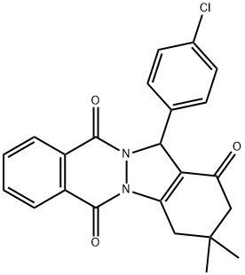 13-(4-CHLORO-PHENYL)-3,3-DIMETHYL-2,3,4,13-TETRAHYDRO-INDAZOLO[1,2-B]PHTHALAZINE-1,6,11-TRIONE 结构式