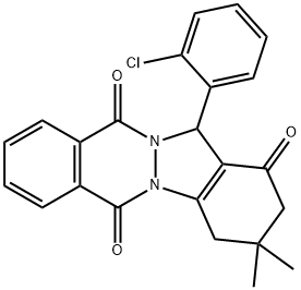 13-(2-CHLORO-PHENYL)-3,3-DIMETHYL-2,3,4,13-TETRAHYDRO-INDAZOLO[1,2-B]PHTHALAZINE-1,6,11-TRIONE 结构式