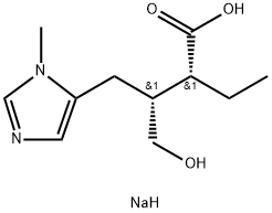 [R-(R*,R*)]-ALPHA-乙基-BETA-羟甲基-1-甲基-1H-咪唑-5-丁酸单钠盐 结构式