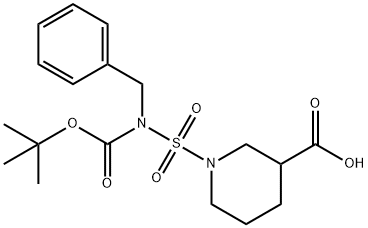 1-(N-Benzyl-N-(tert-butoxycarbonyl)sulfaMoyl)piperidine-3-carboxylic acid 结构式