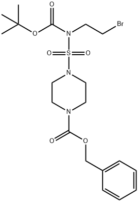 benzyl 4-{[(2-bromoethyl)(tert-butoxycarbonyl)amino]sulfonyl}tetrahydro-1(2H)-pyrazinecarboxylate 结构式