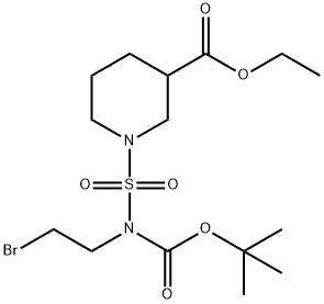 Ethyl 1-(N-(2-broMoethyl)-N-(tert-butoxycarbonyl)sulfaMoyl)piperidine-3-carboxylate 结构式