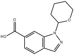 1-(TETRAHYDRO-2H-PYRAN-2-YL)-1H-INDAZOLE-6-CARBOXYLIC ACID 结构式